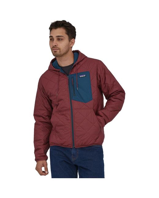 Patagonia Diamond Quilted Bomber Hooded Jacket in Red for Men Lyst