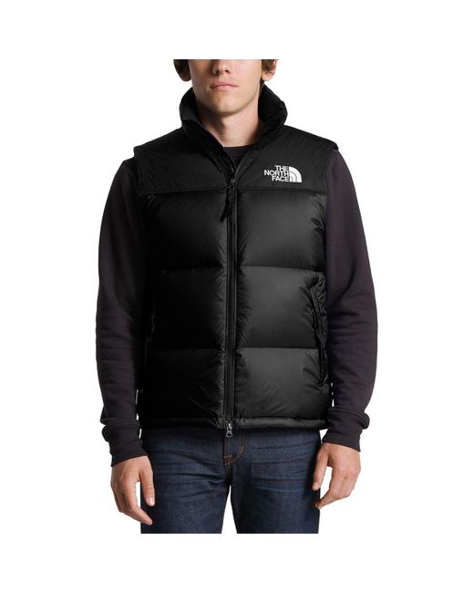 The North Face Black 1996 Retro Solid Nupste Insulated Puffer Down Vest for men