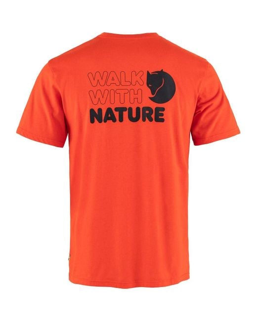 Fjallraven Red Walk With Nature T-shirt for men