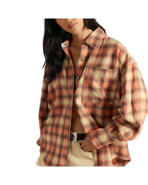 Free People Brown Ashley Plaid Long-Sleeve Shirt