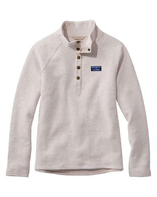 L.L. Bean Gray Bean Lakewashed Double-Knit 1/4 Snap Pullover