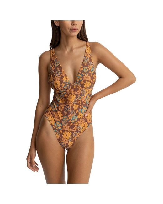 Rhythm Brown Oasis Floral Classic One Piece Swimsuit