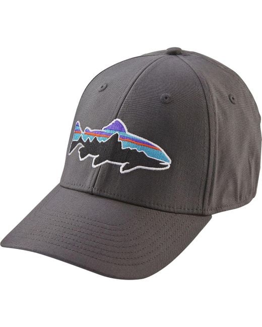 Patagonia Gray Fitz Roy Trout Stretch Fit Hat for men