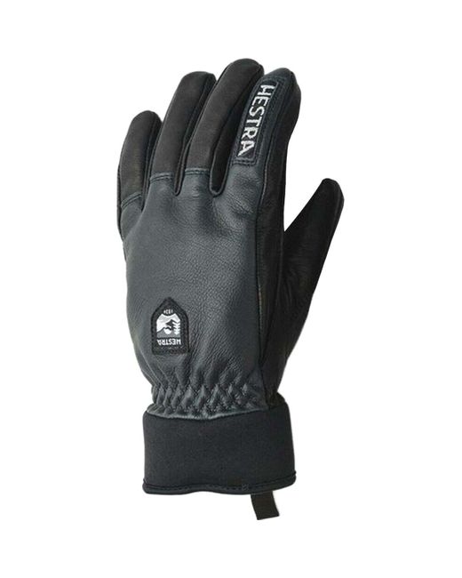 Hestra Black Army Leather Wool Terry Glove