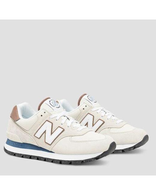 New Balance White 574 Rugged Shoe