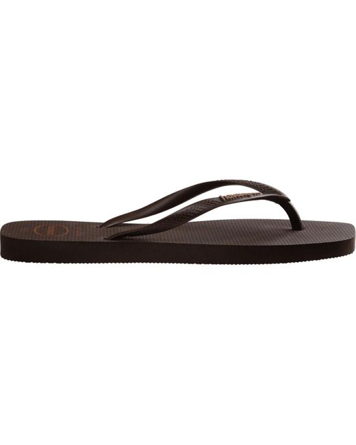 Havaianas Brown Slim Square Logo Pop Up Flip Flop