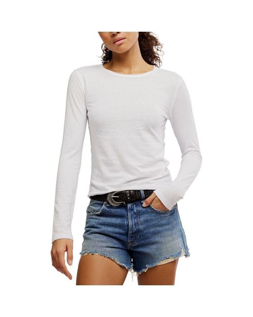Free People Gray Nova Tee Long Sleeve Shirt