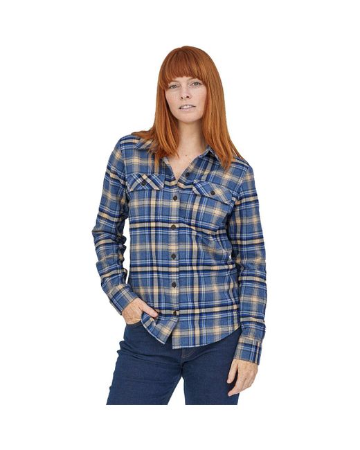 Patagonia Blue Organic Cotton Midweight Fjord Flannel Shirt