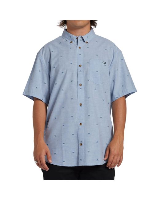 Billabong Blue All Day Jacquard Short-Sleeve Shirt for men
