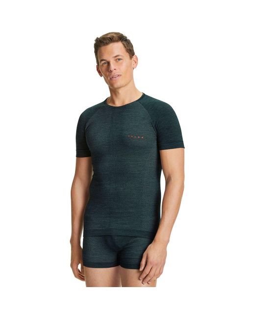Falke Blue Wool-Tech Short-Sleeve Shirt for men