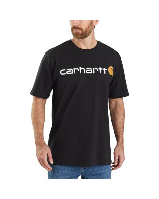 Carhartt Black Signature Logo Loose Fit Short-Sleeve T-Shirt for men
