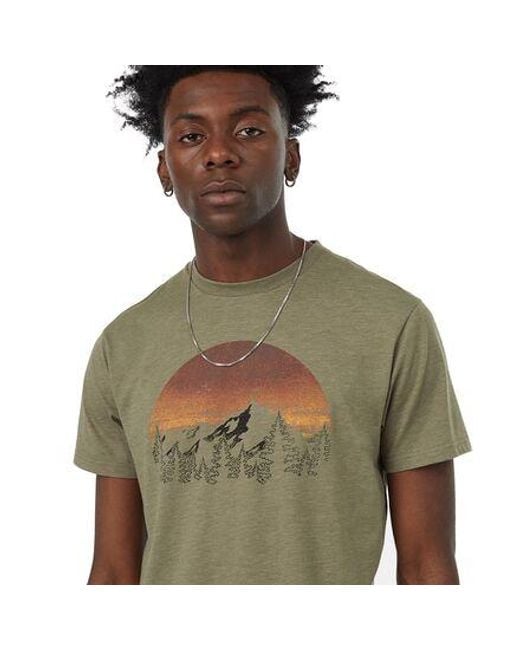 Tentree Green Vintage Sunset T-Shirt for men