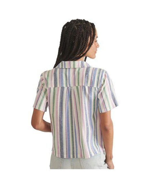 Marine Layer Gray Lucy Short-Sleeve Hemp Resort Shirt