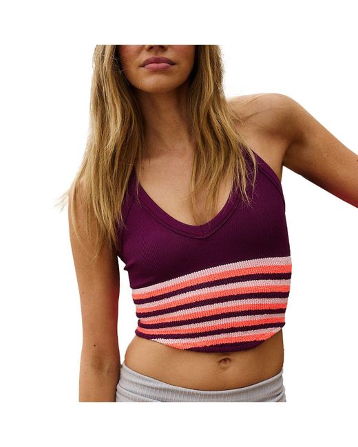 Fp Movement Red All Clear V Neck Stripe Cami