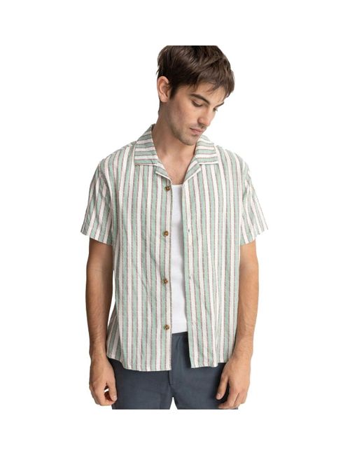 Rhythm Gray Vacation Stripe Short-Sleeve Shirt for men