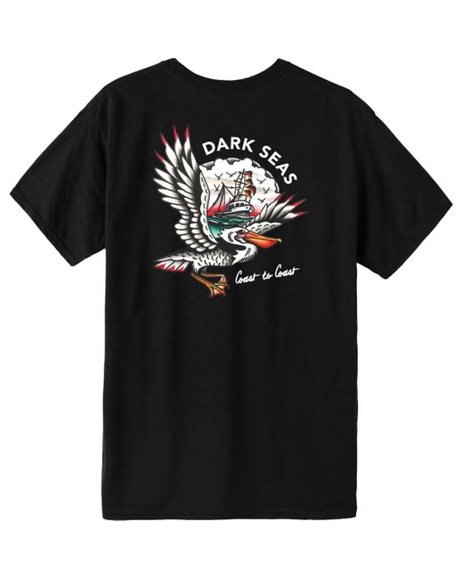 Dark Seas Black Pelican'S Watch Midweight T-Shirt for men