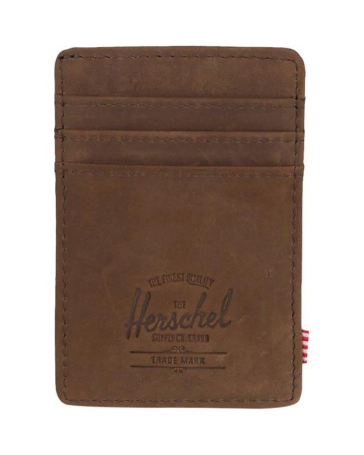 Herschel Supply Co. Brown Raven Leather Rfid Card Holder Wallet for men