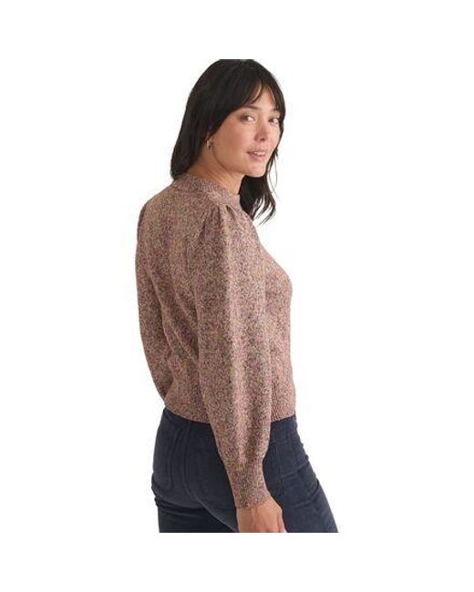 Marine Layer Brown Alma Puff Sleeve Sweater