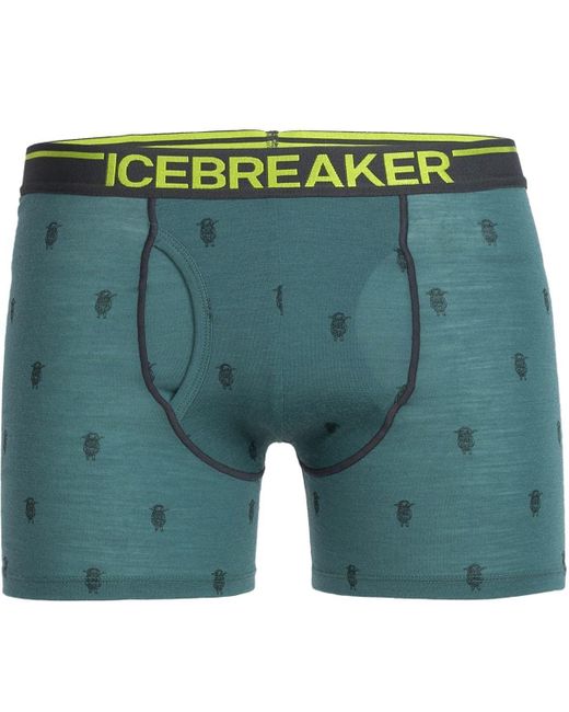 Icebreaker Green Anatomica Boxer + Fly for men
