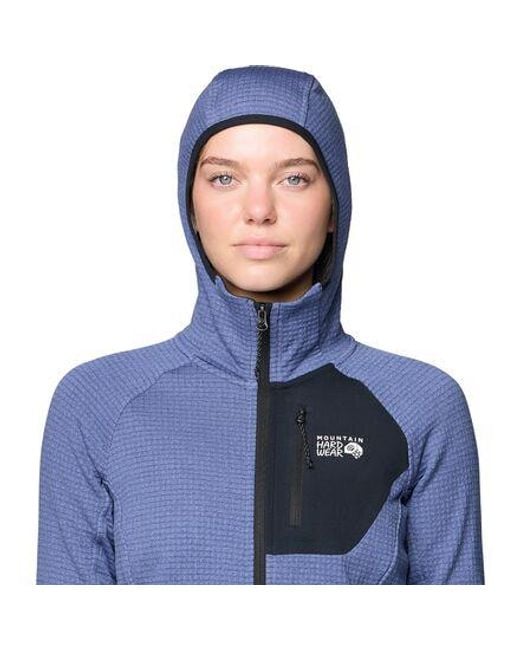 Mountain Hardwear Blue Polartec Power Grid Full-Zip Hooded Jacket