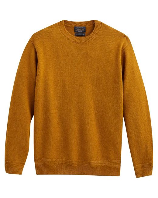 Pendleton Brown Shetland Crew Sweater for men