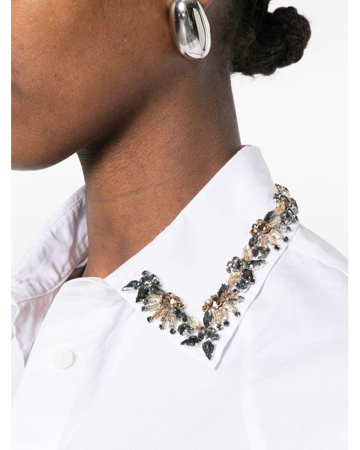 ERMANNO FIRENZE White Embroidered Cotton Shirt