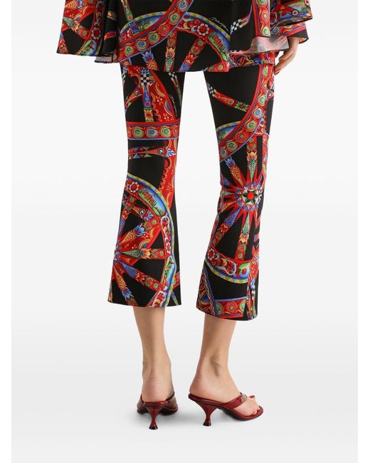 Dolce & Gabbana Red Carretti Print Silk Trousers