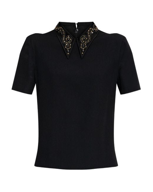 Versace Top Met Applicaties Op De Kraag in het Black