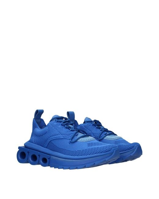Ferragamo Blue Sneakers Nima Knit Fabric