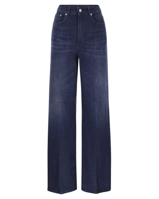 Dondup Blue Beatrix Five Pocket Wide Leg Jeans