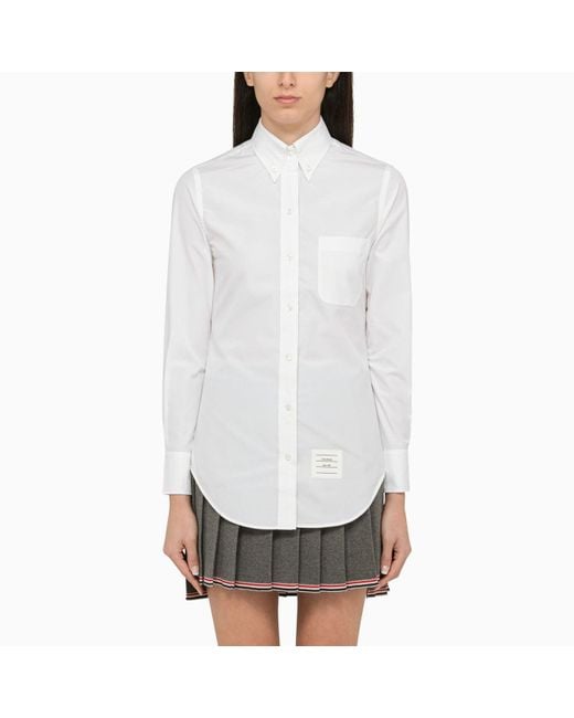 Thom Browne White Cotton Button-Down Shirt