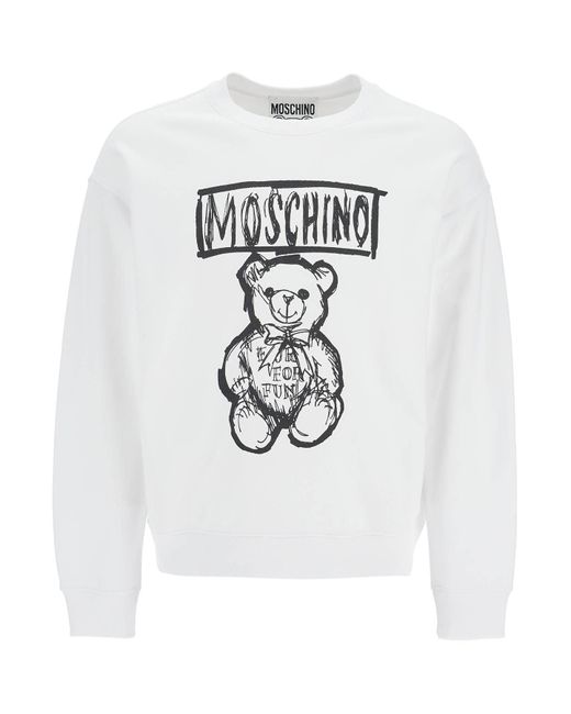 Sweat a imprime en peluche en peluche Moschino pour homme en coloris Blanc Lyst