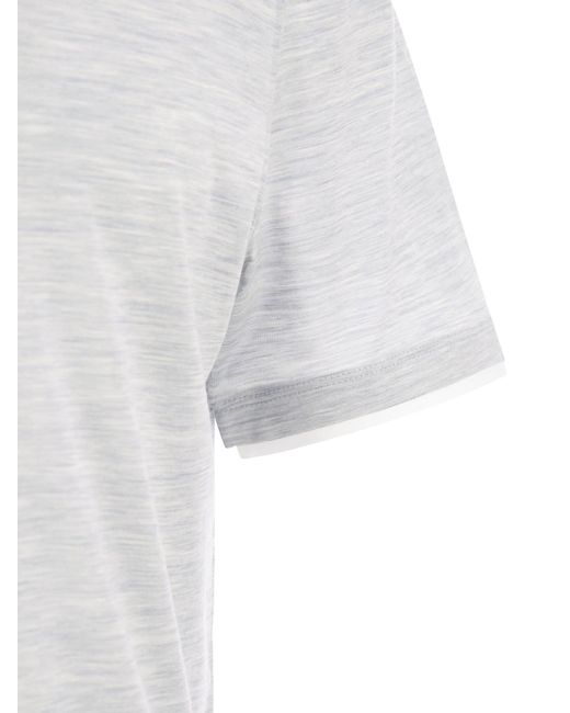 Brunello Cucinelli Slim Fit Crew Neck T -shirt In Lichtgewicht Katoenen Trui in het White voor heren
