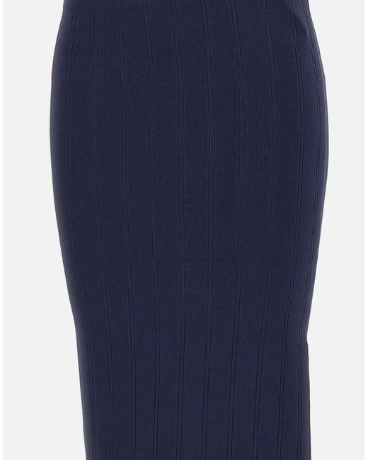 Remain Blue Marineblaue Midirock Mit Schlitz