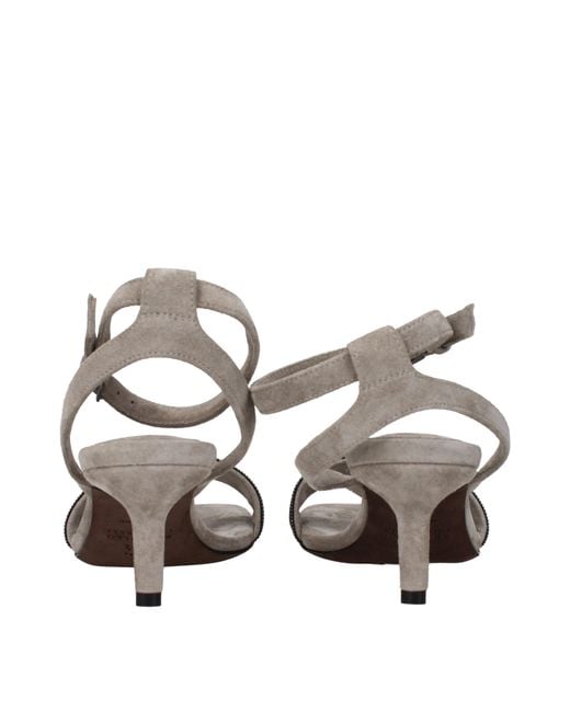 Brunello Cucinelli Metallic Sandals Suede