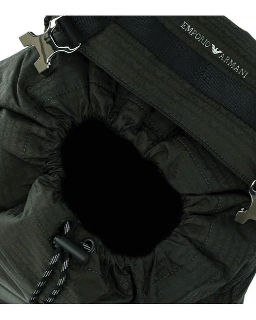 Emporio Armani Black Monogram Military Backpack for men