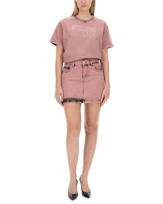 Moschino Pink Solid Mini Skirt