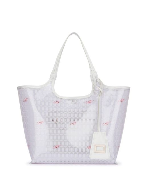 Roger Vivier White Geometric-Printed Tote Bag