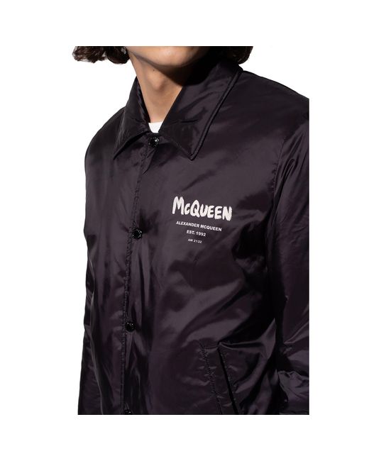 Alexander McQueen Blue Windbreaker Logo Jacket for men
