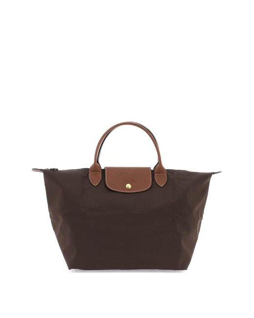 Longchamp Brown Le Pliage mittelgroße Einkaufstasche