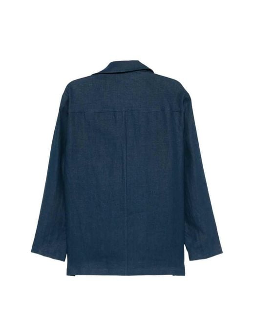 Sartorio Napoli Blue Linen Blend Field Jacket