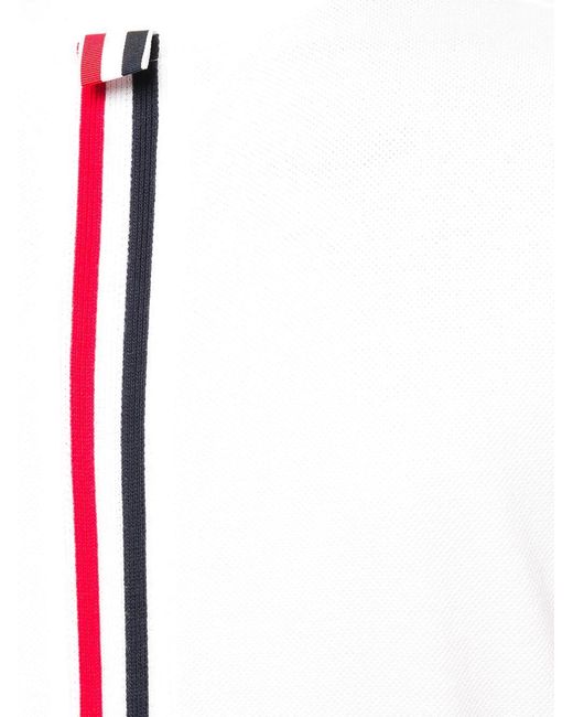 Thom Browne White Relaxed Fit Short Sleeve Tee W/ Center Back Rwb Stripe