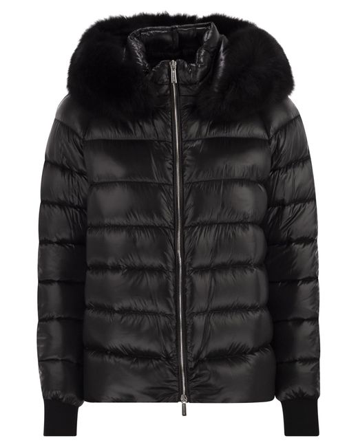 Moorer Pegaso Down Jacket Met Afneembare Kap in het Black