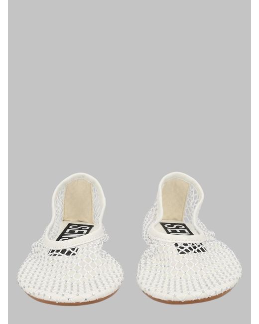 Senso White Embellished Mesh Ballet Flats