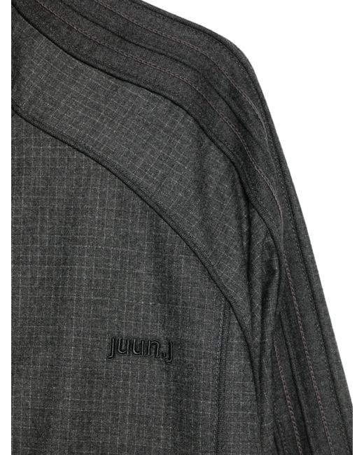 Juun.J Black Wool Track Zip Up Top