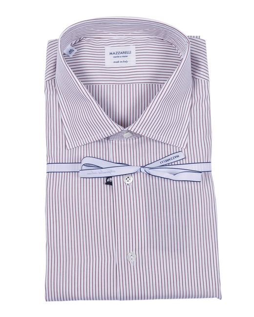 MAZZARELLI CAMICIE Purple Striped Cotton Shirt Style Slim Fit for men