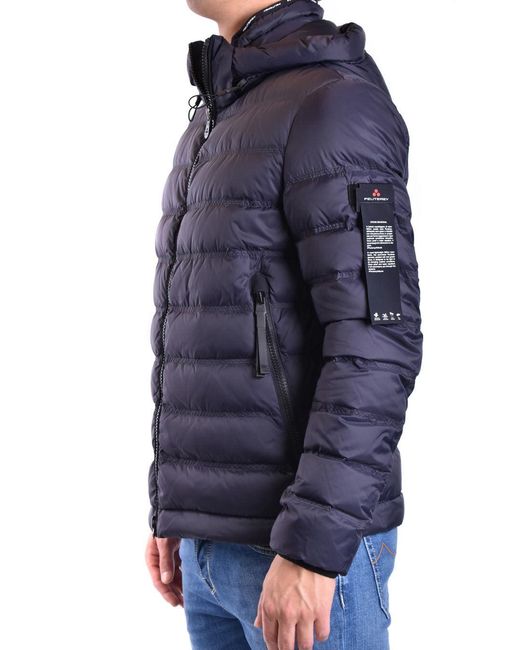 Peuterey Blue Hooded Zip-Up Jacket With Front Pockets for men