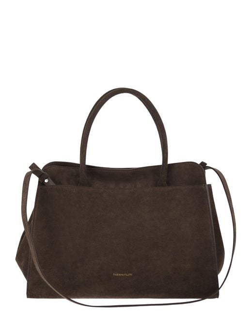 Fabiana Filippi Brown Genuine Suede Leather Tote Bag
