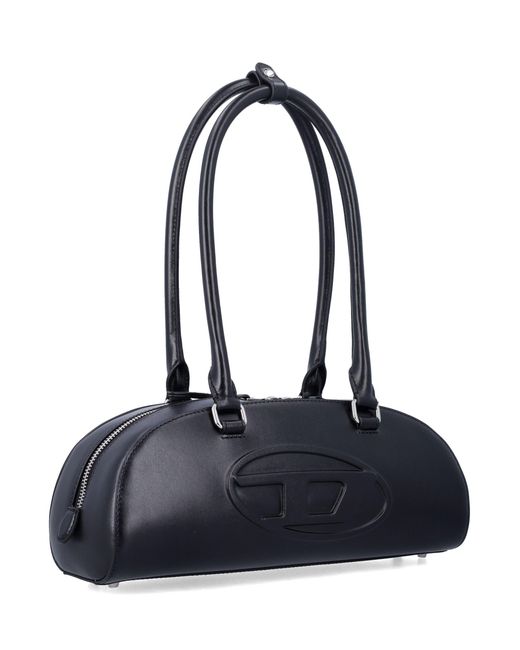 DIESEL Black 1Dr Dome Leather Shoulder Bag