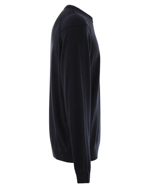 C P Company Sea Island Cotton Crew Neck Jumper in Black für Herren